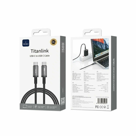 Кабель WIWU Titanlink USB-C to USB-C 240W 1.5m (Grey)